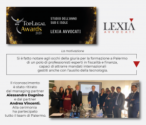 LEXIA Avvocati è lo studio legale dell’anno “Sud e Isole” ai TopLegal Awards 2020